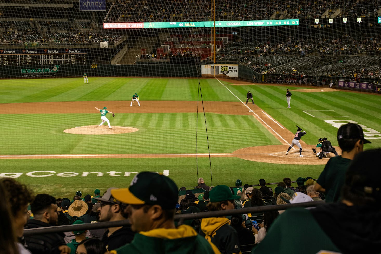 A baseball game at Coliseum Stadium in Oakland