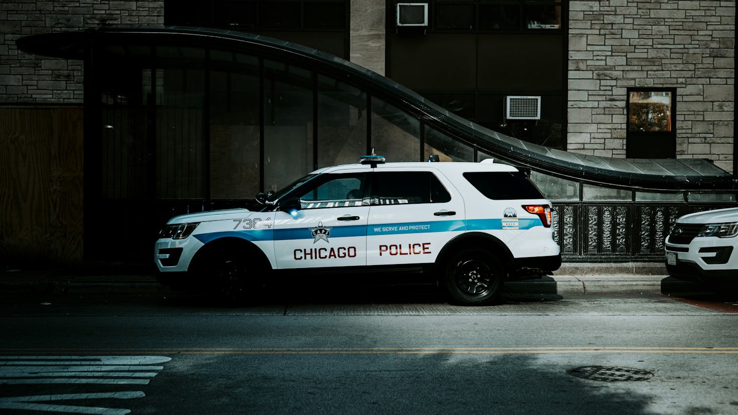 A Chicago police SUV parked on the street