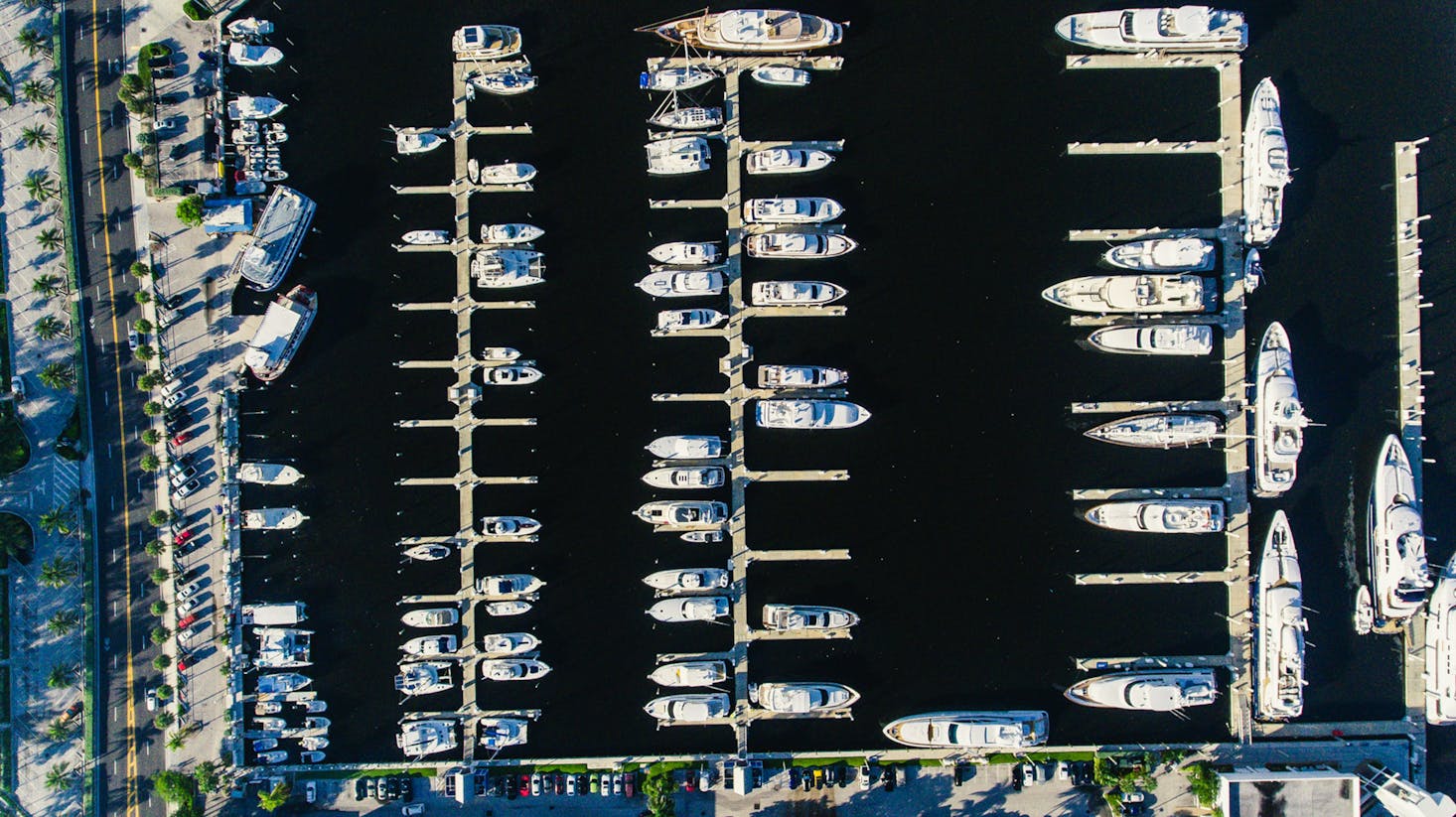 Aerial view of the many boats at Fort Lauderdale Marina