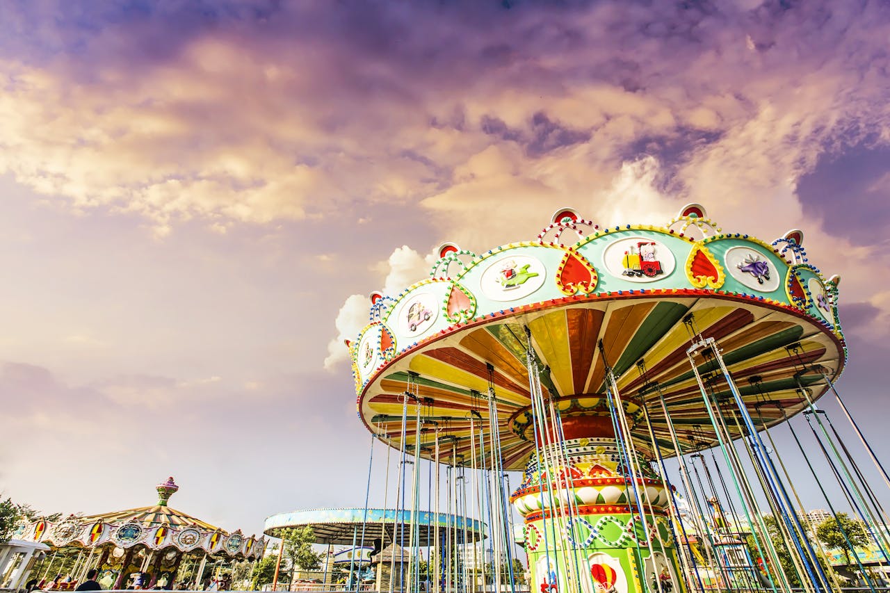 Colorful carousel at the Senhor de Matosinhos festival