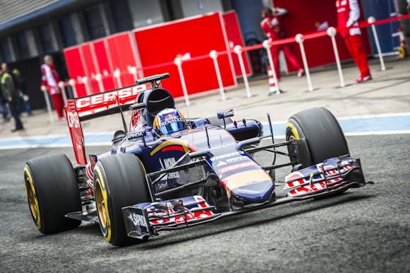 Formula 2 car in the pit lane at the Australian Grand Prix