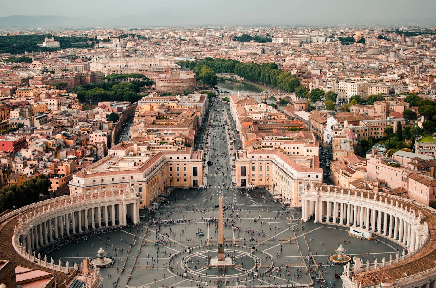 Aerial shot of Vatican city in Rome