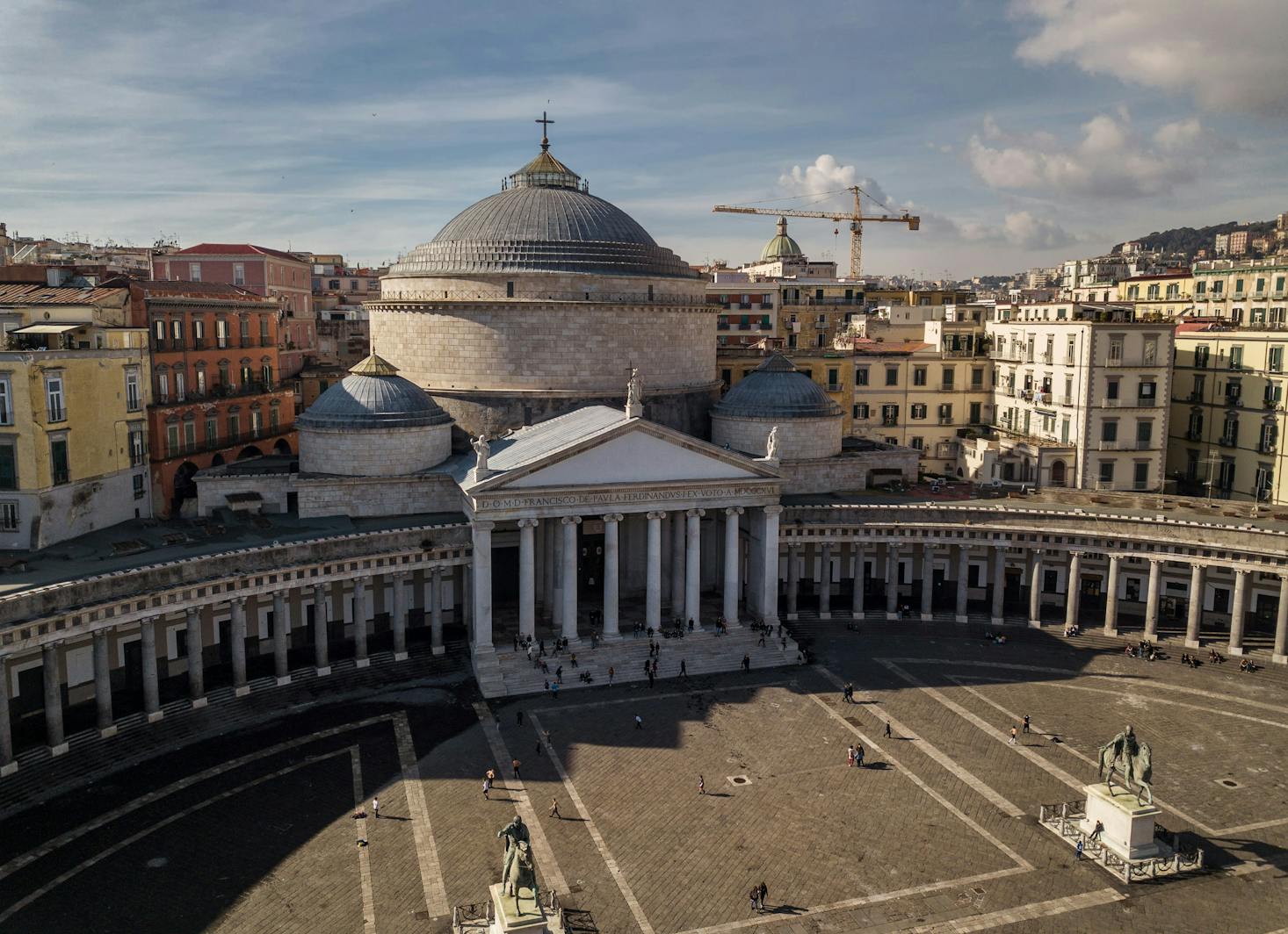 Aerial view of Basilica di San Francesco di Paola in Naples