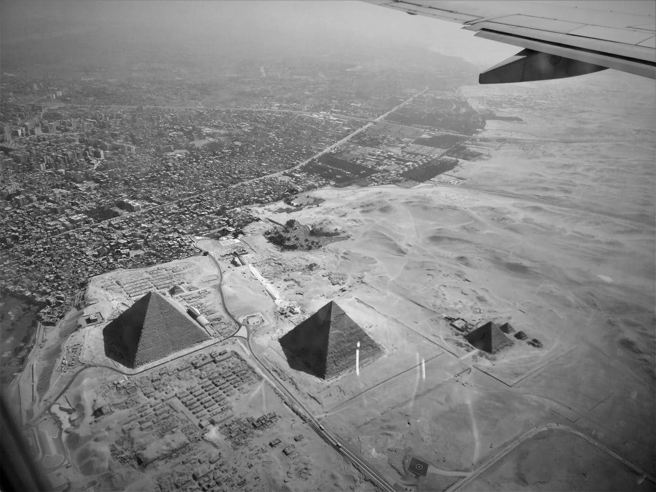 Aerial view of Cairo and the Pyramids