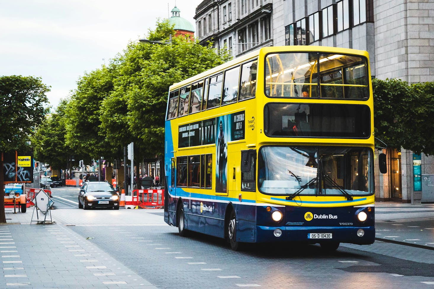 Bus on a Dublin street heading to Busaras Dublin