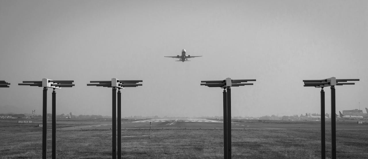 Plane landing at Bergamo Airport