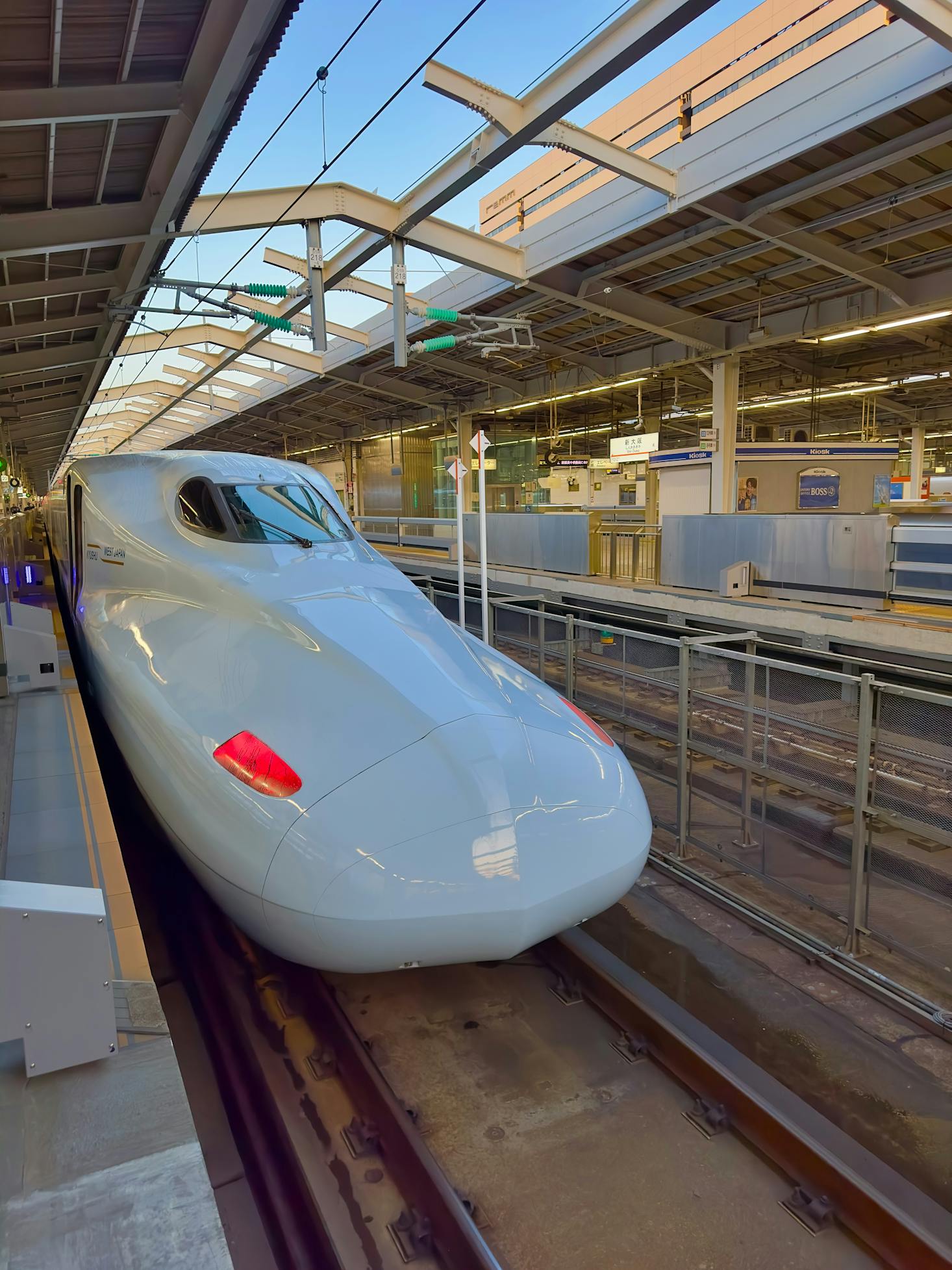 Train at a platform at Shin Osaka Station