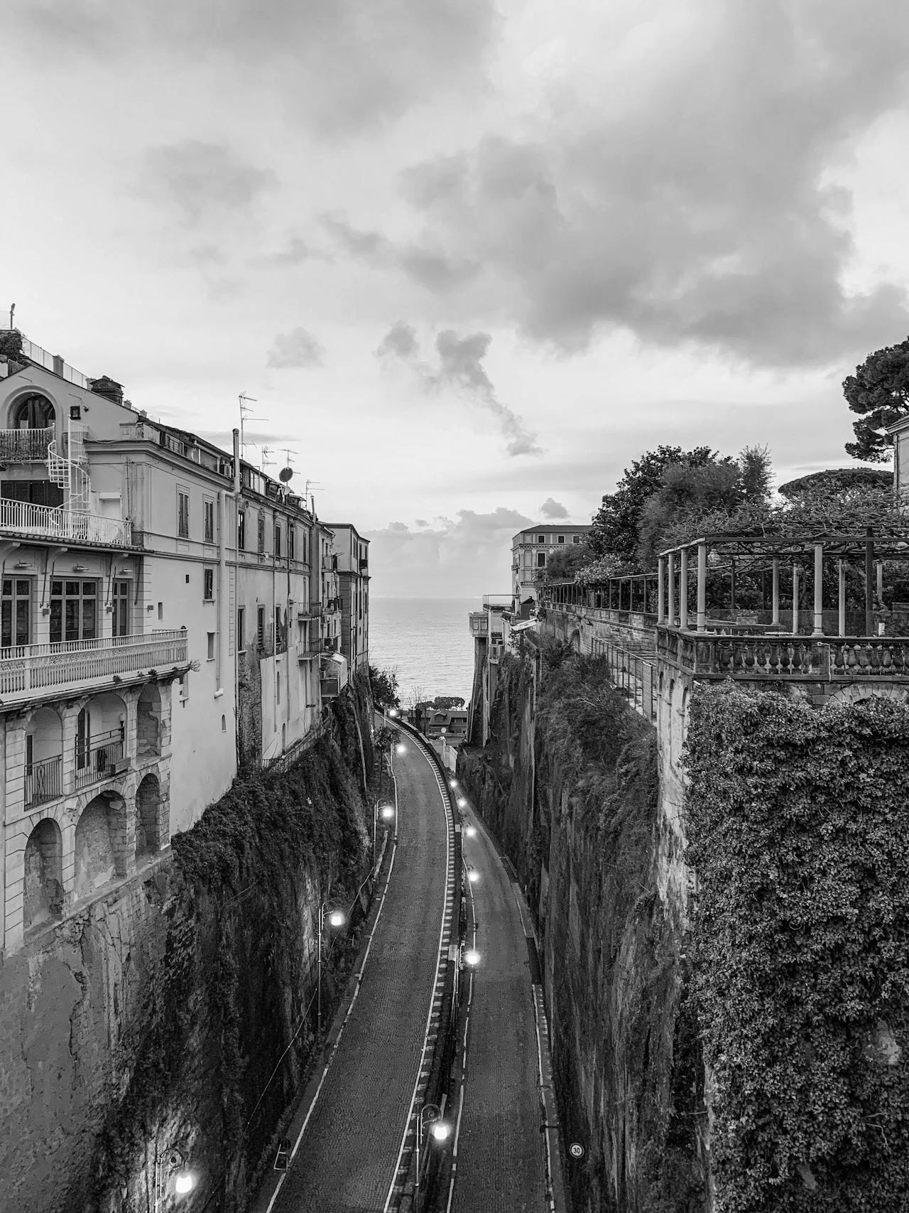 Road in Sorrento on a rainy day