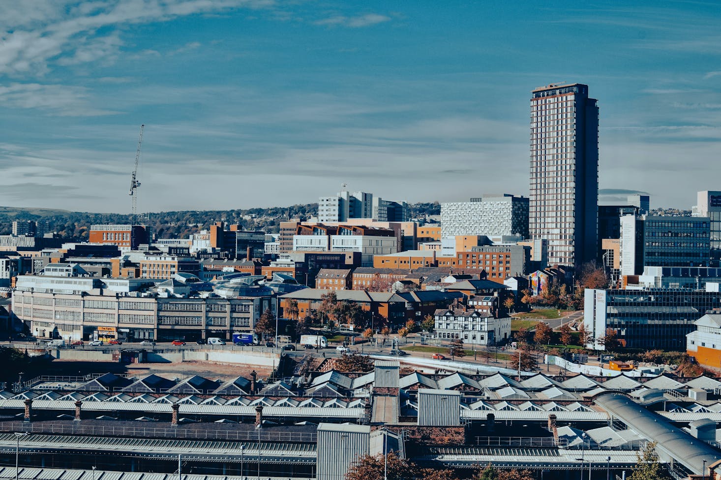 Aerial view of the Sheffield and Sheffield Train Station