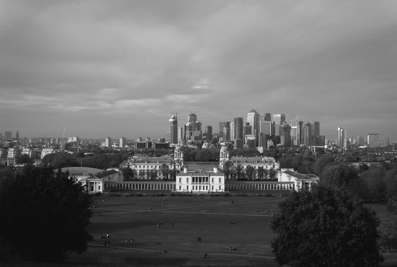 Park overlooking the London skyline in Greenwich