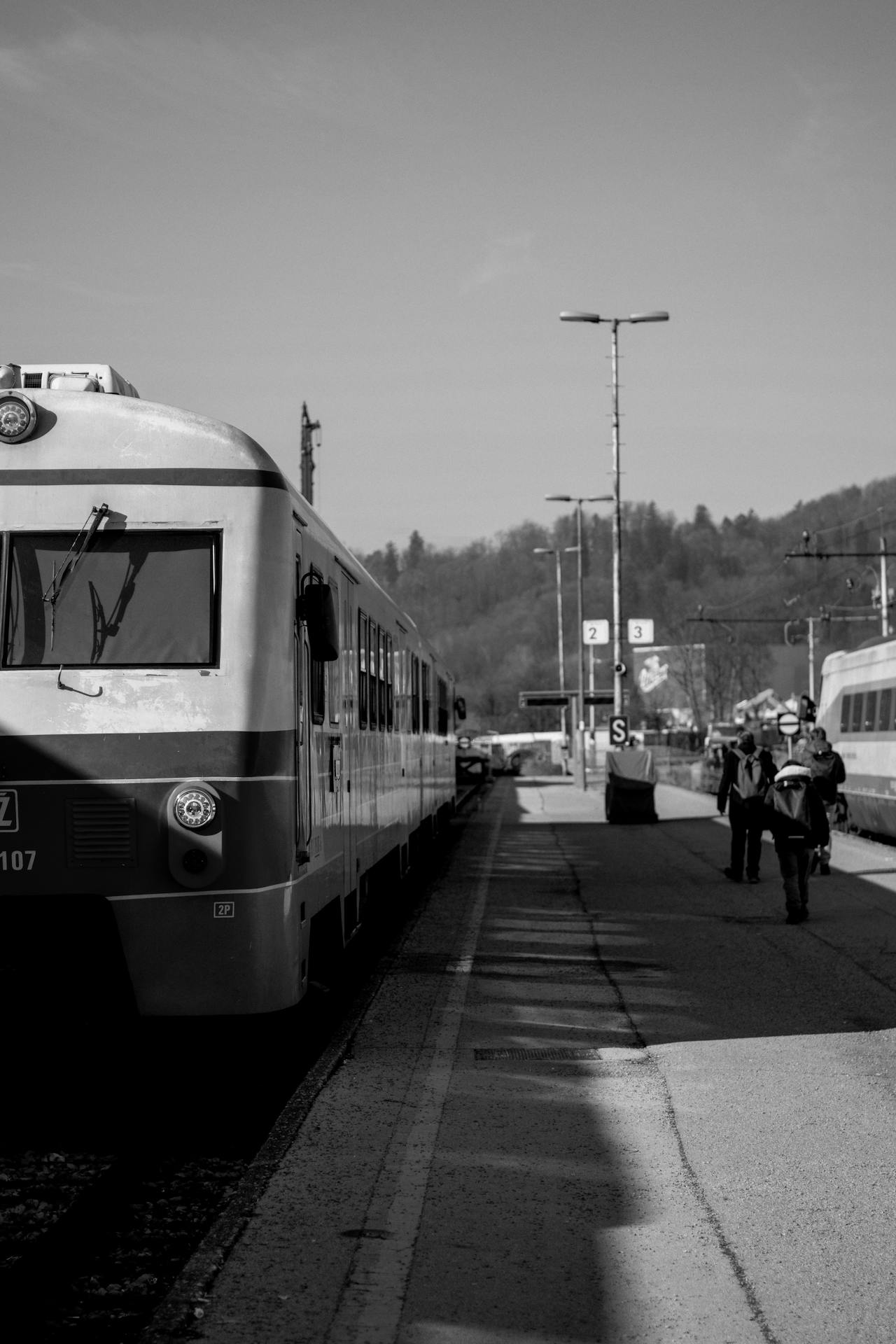 Train at a platform at the Ljubljana Train Station