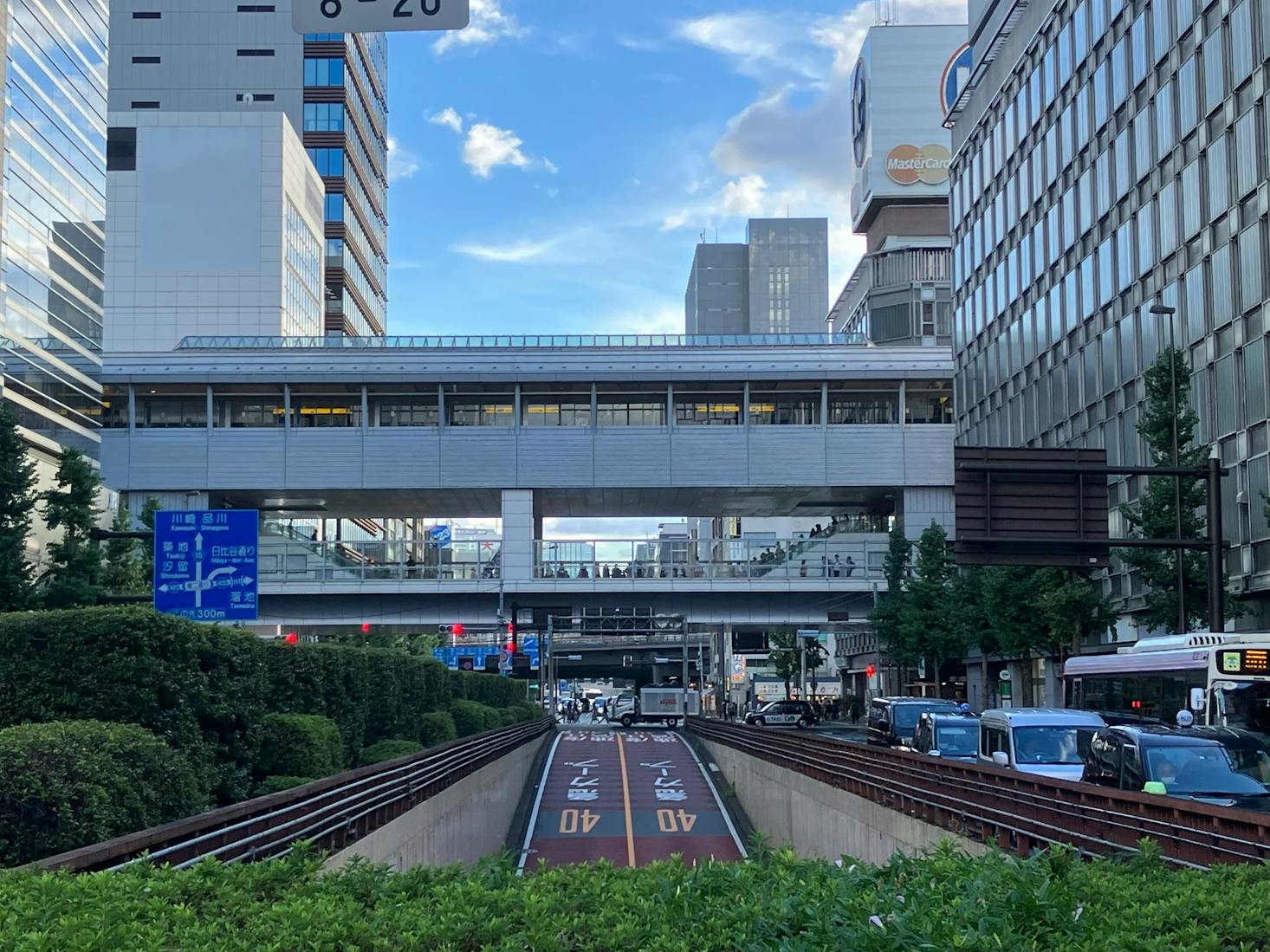 Exterior view of Shimbashi Station in the daytime