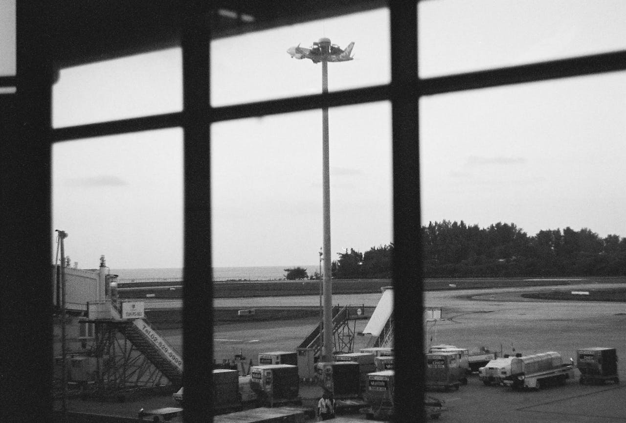 Looking through a window at Phuket Airport