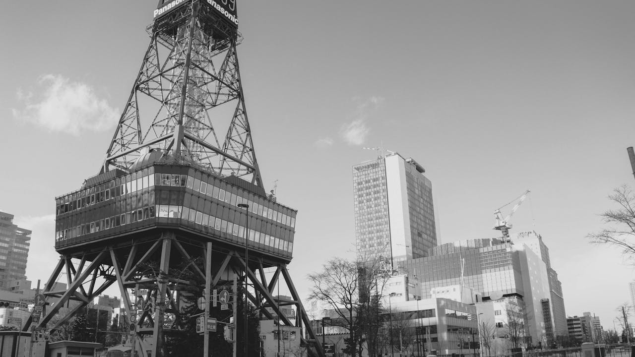 View of tall buildings in Sapporo