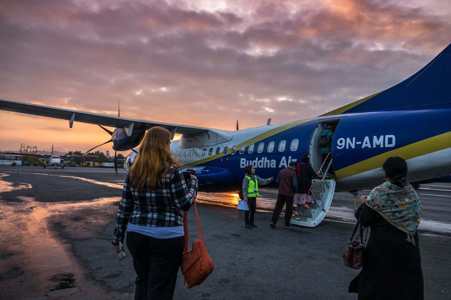 Boarding a plane at Kathmandu Airport