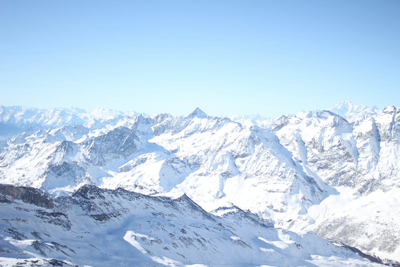 Snowy mountains in Breuil-Cervinia, Italy