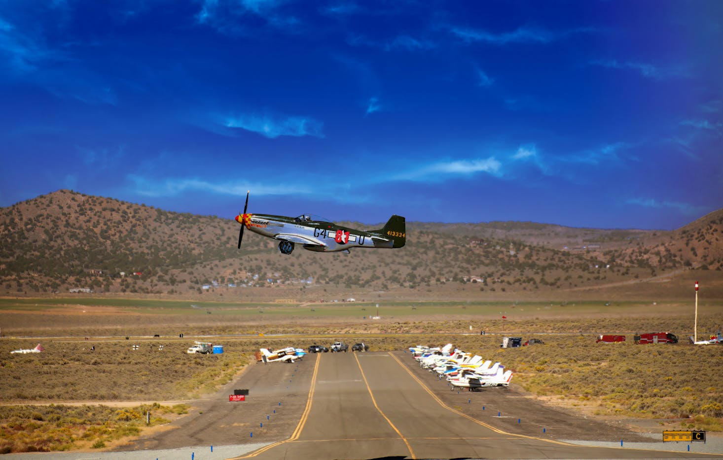 Plane soaring above Reno Airport