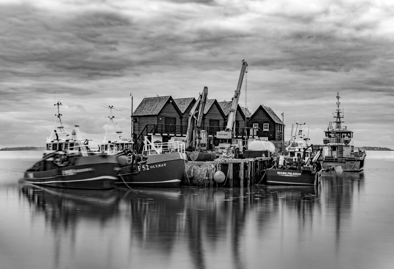 Boats docked in Whitstable, UK