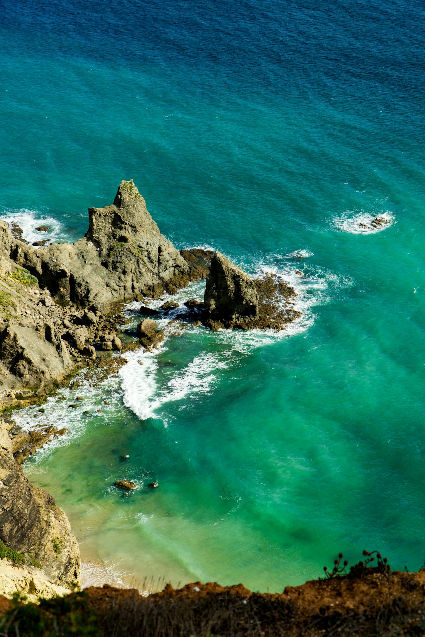 Rocky coast in Luz, Portugal