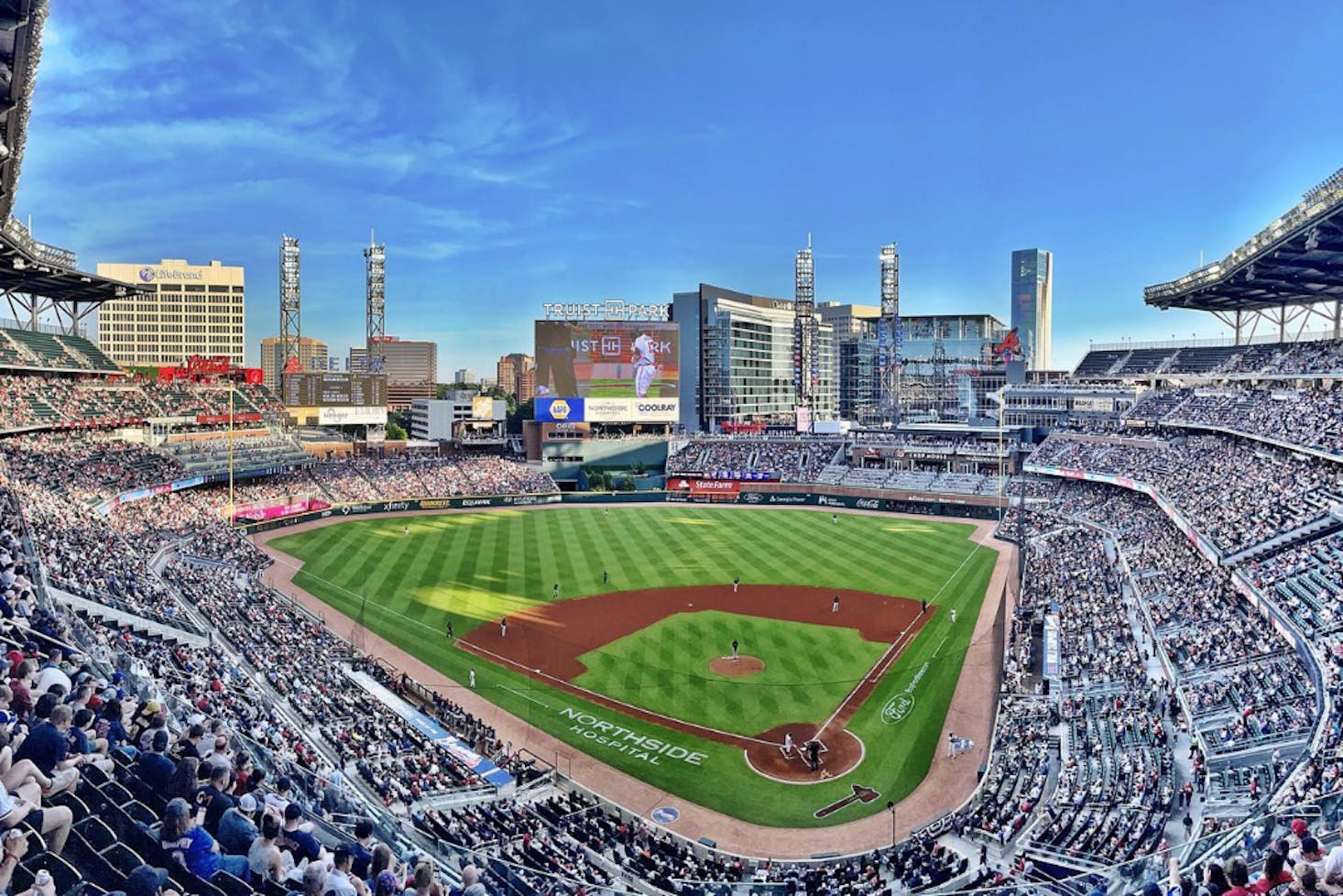 Aerial view of Truist Park baseball stadium.