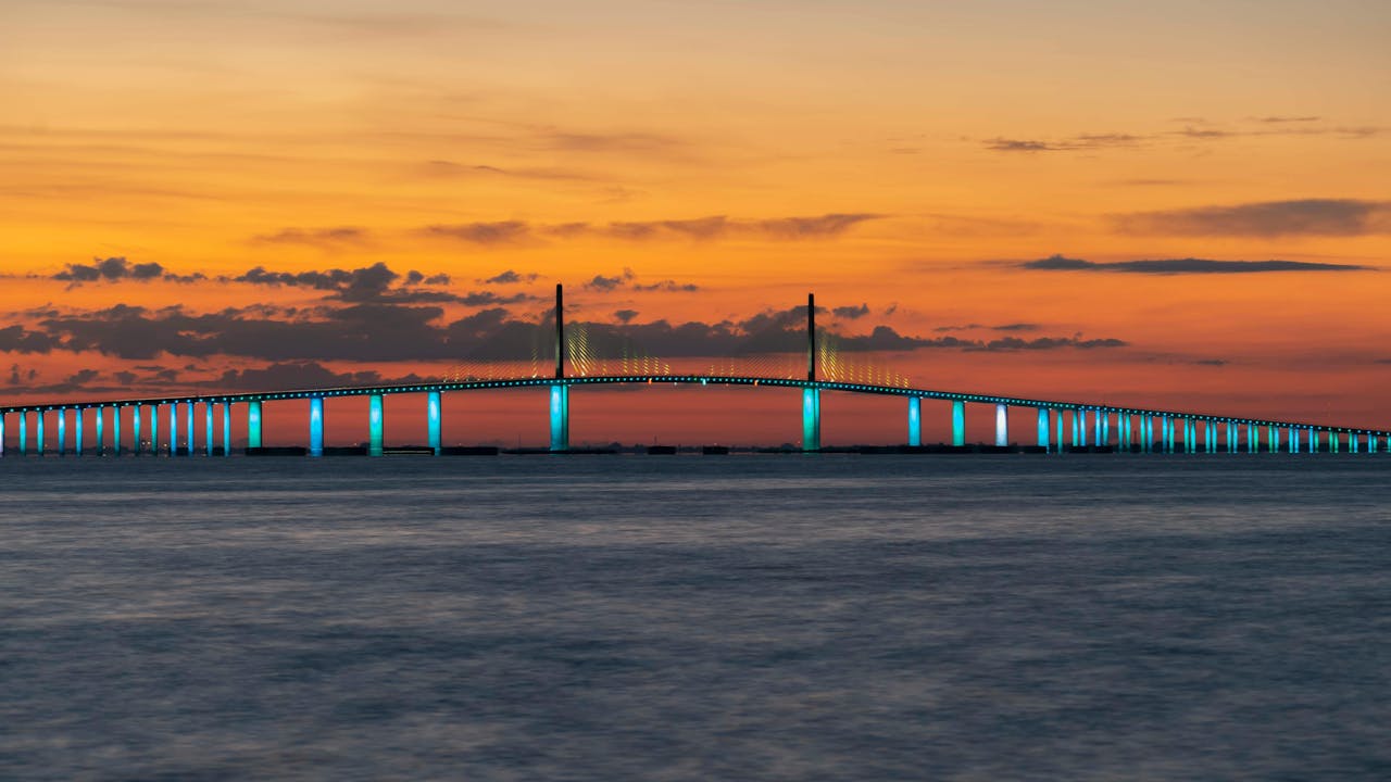 The Iconic Sunshine Skyway Bridge in St Petersburg The Iconic Sunshine Skyway Bridge in St Petersburg