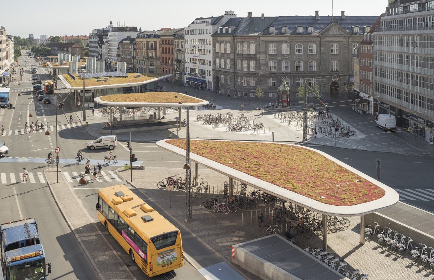 A busy urban intersection at Nørreport Station