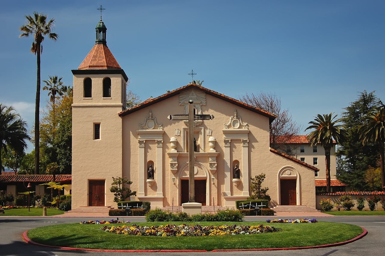 A historic mission-style church in Santa Clara A historic mission-style church in Santa Clara