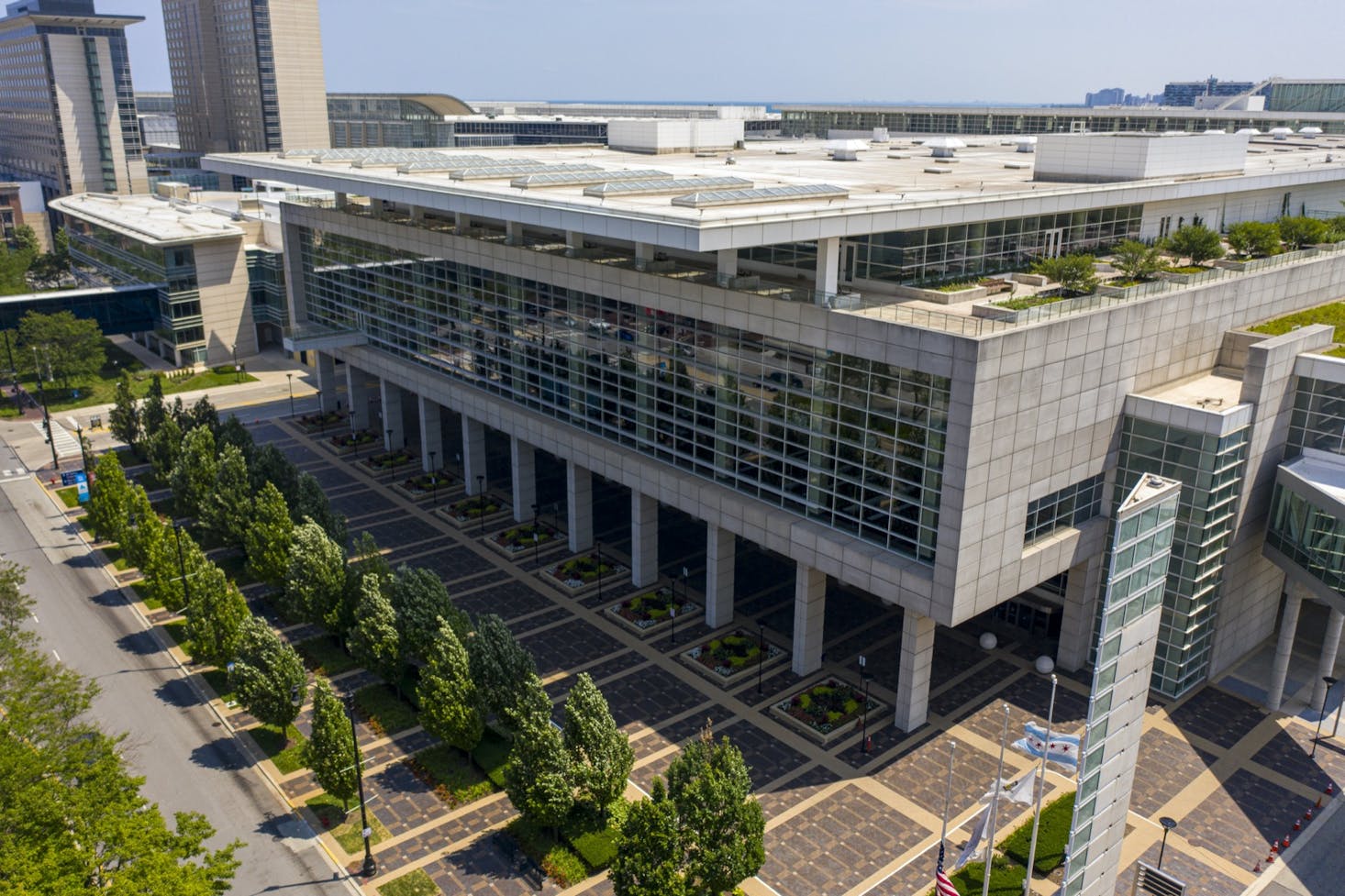 The McCormick Place convention center, highlighting its modern architecture