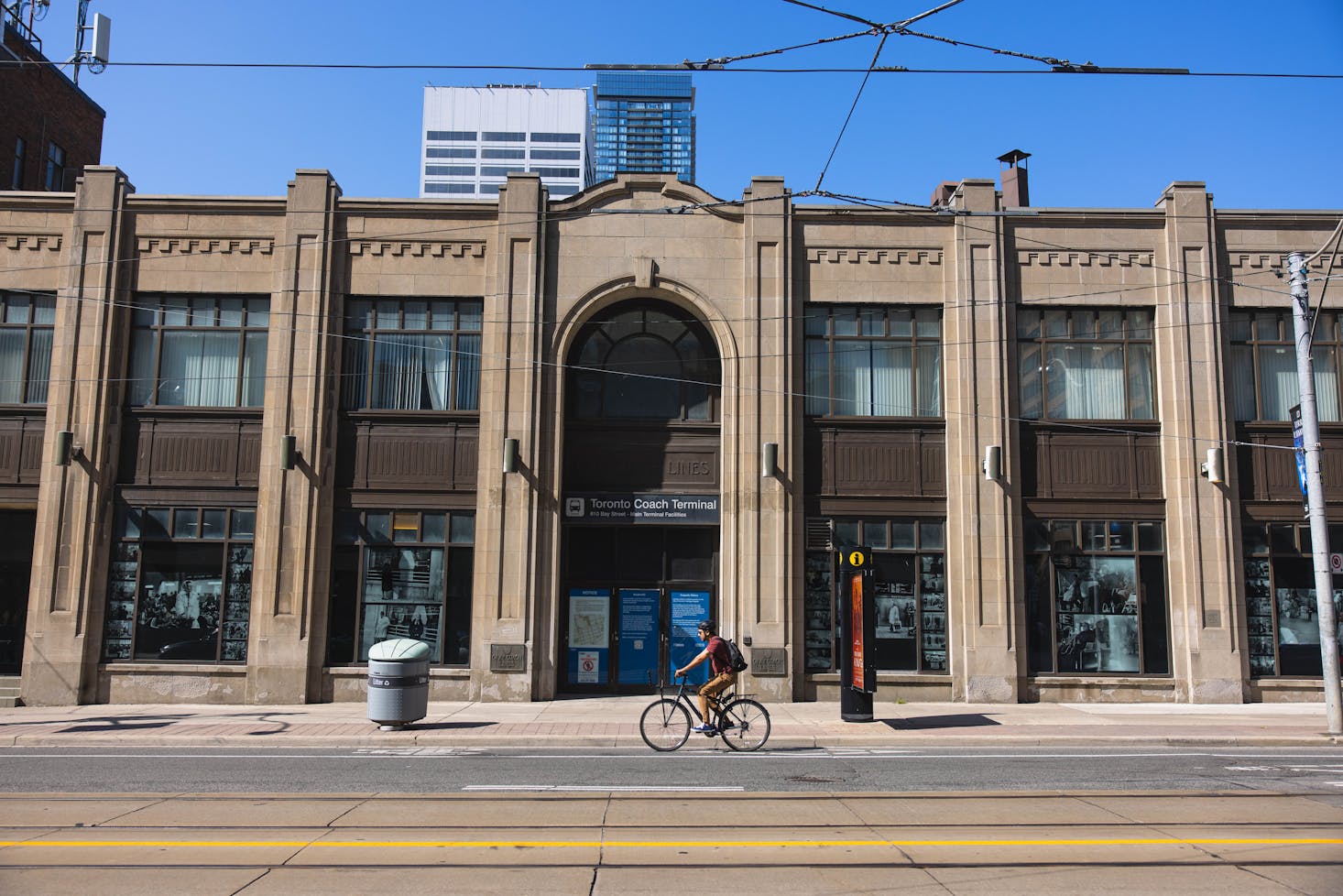 The facade of the Toronto Coach Terminal, featuring its historic architecture