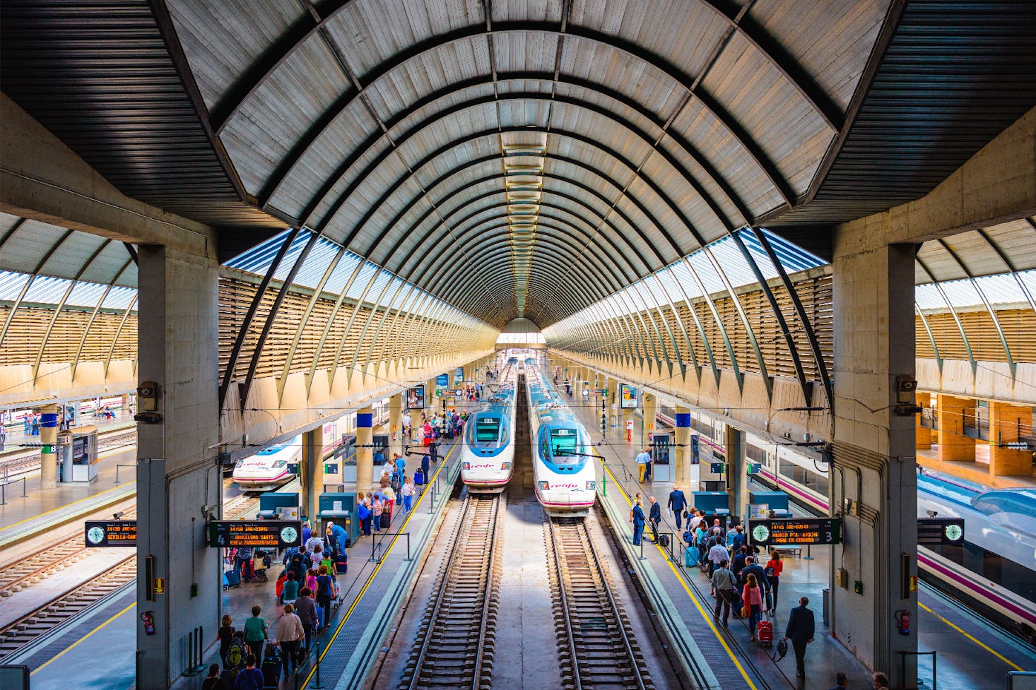 The bustling platforms of Sevilla Santa Justa Station