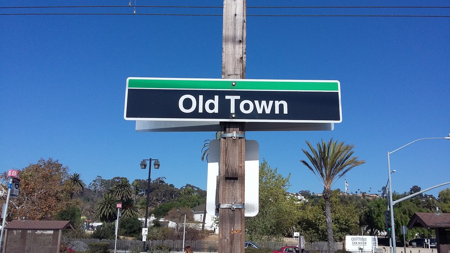 Sign for Old Town Amtrak station