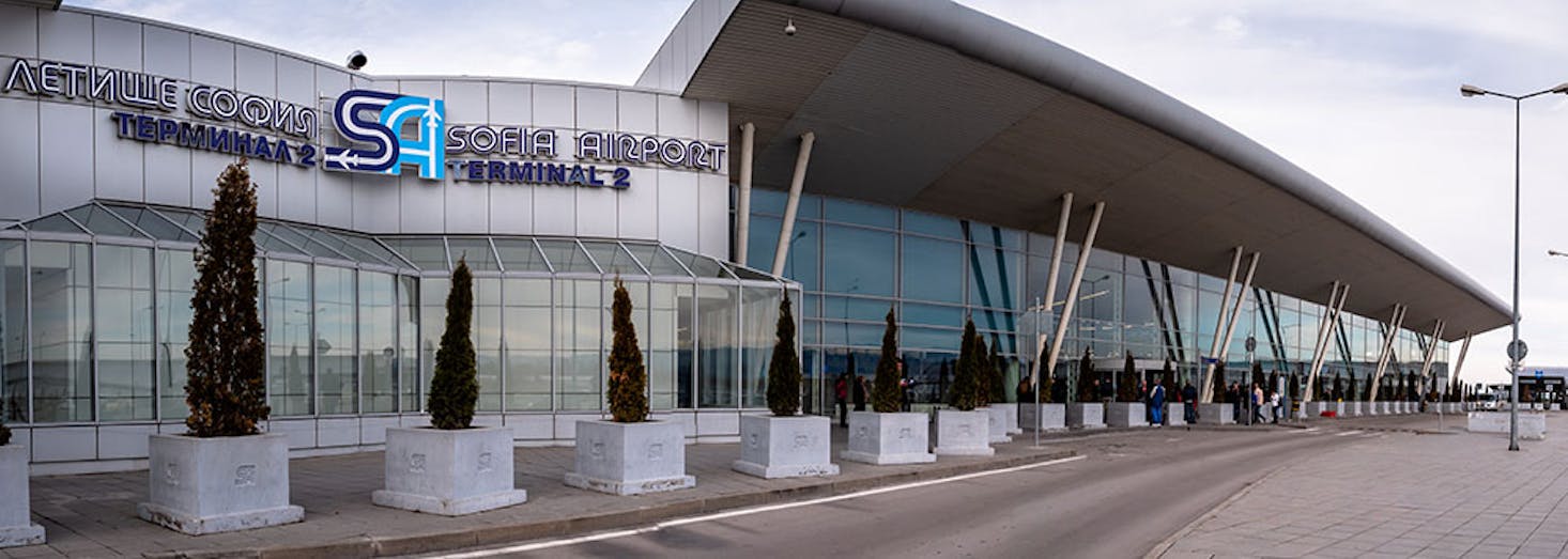 Sofia Airport, featuring its modern terminal building 