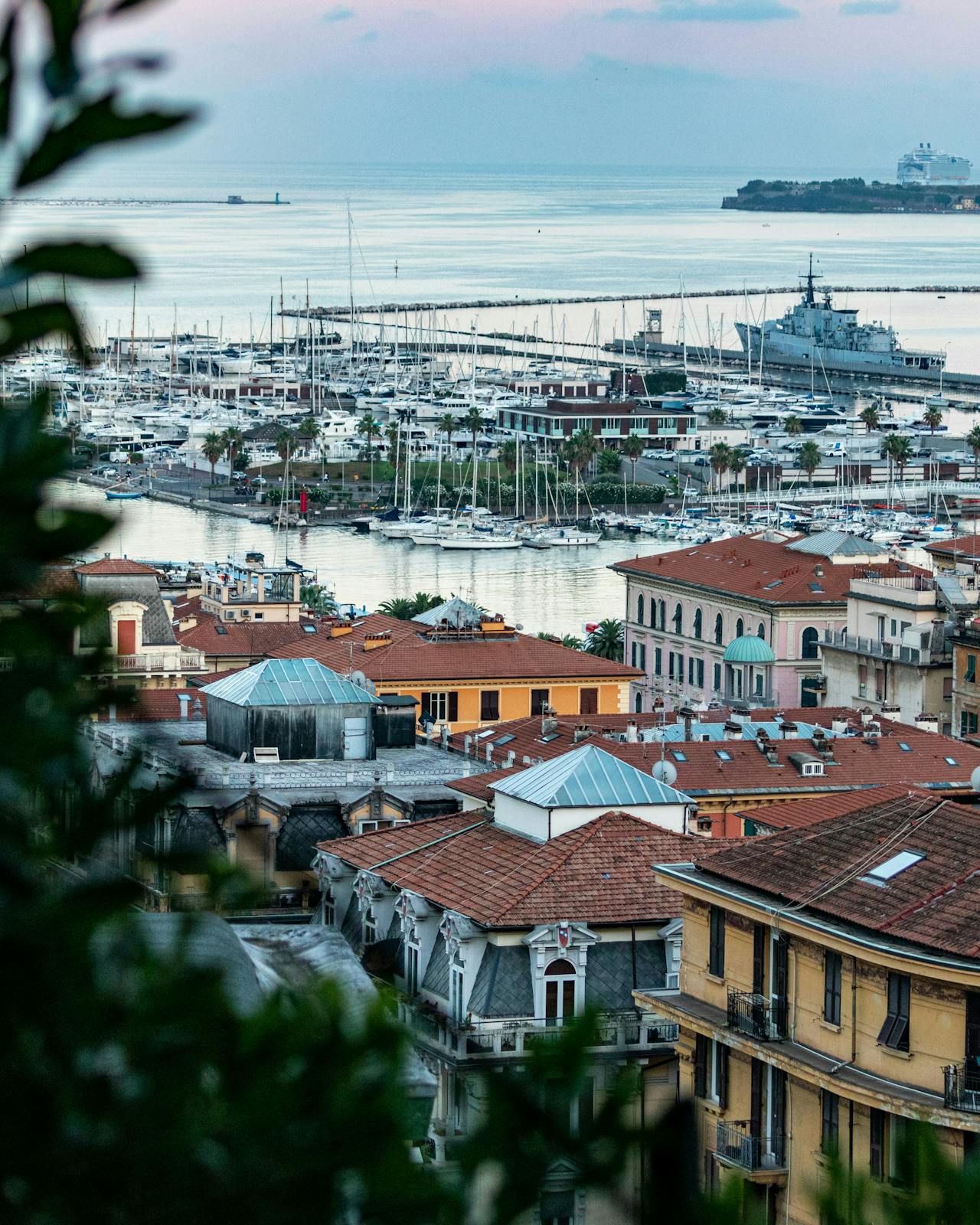 View from a hilltop in La Spezia over the marina