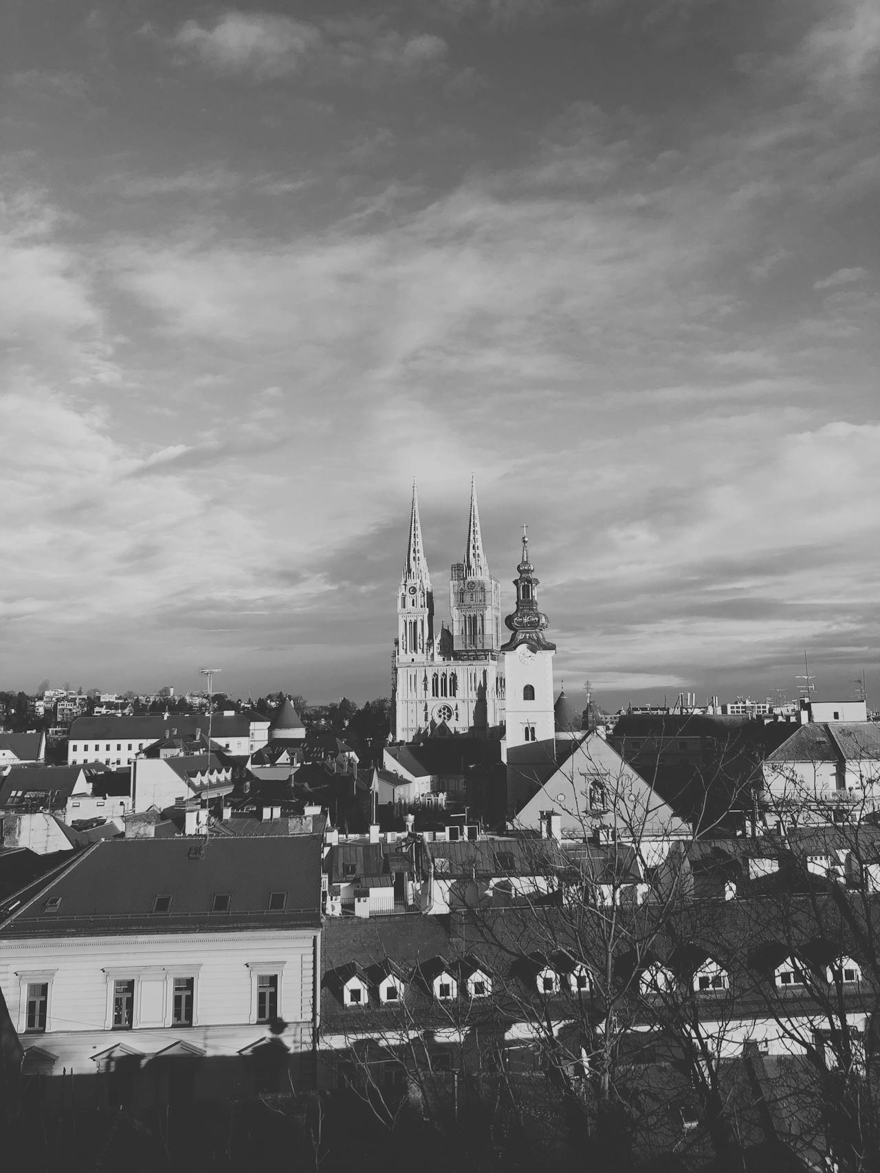 Aerial view of the Cathedral of Zagreb