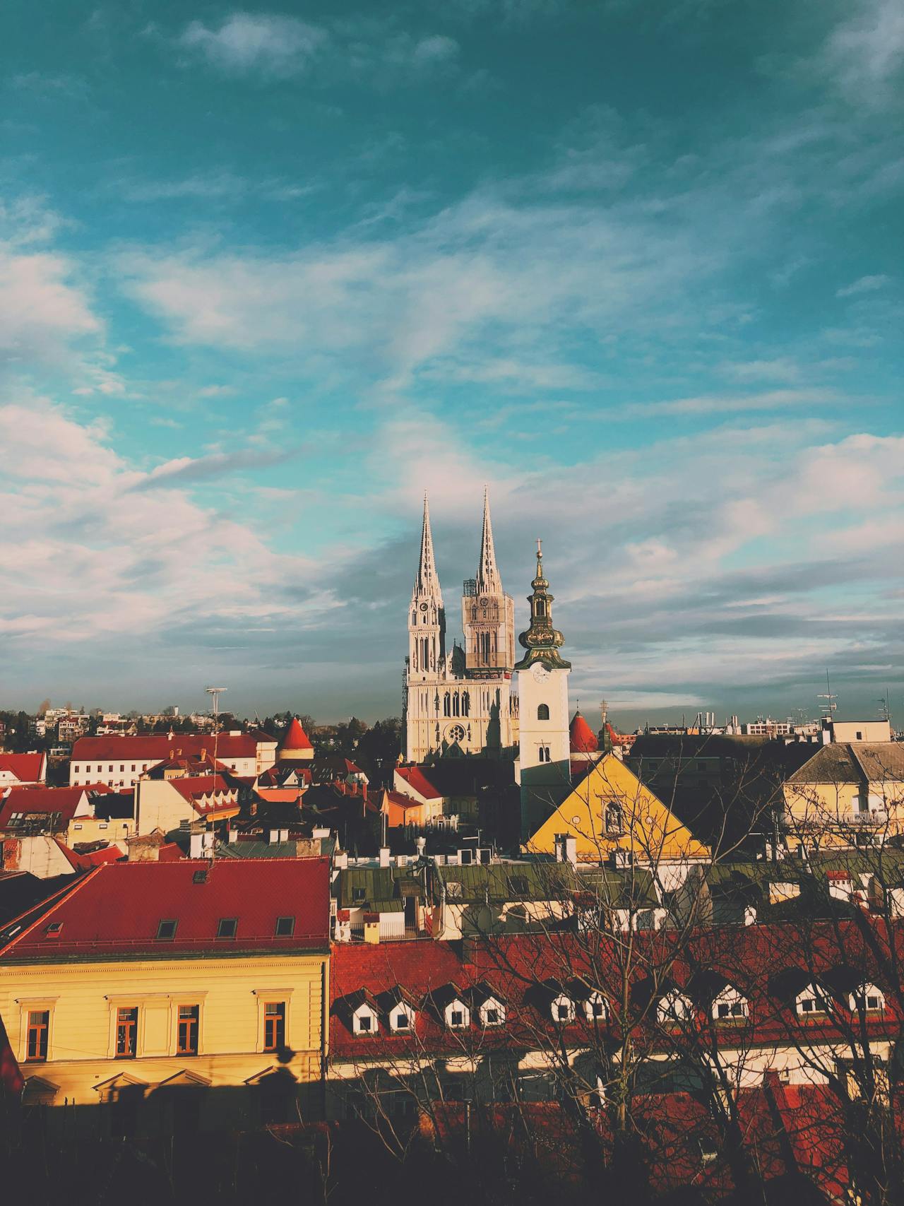 Aerial view of the Cathedral of Zagreb