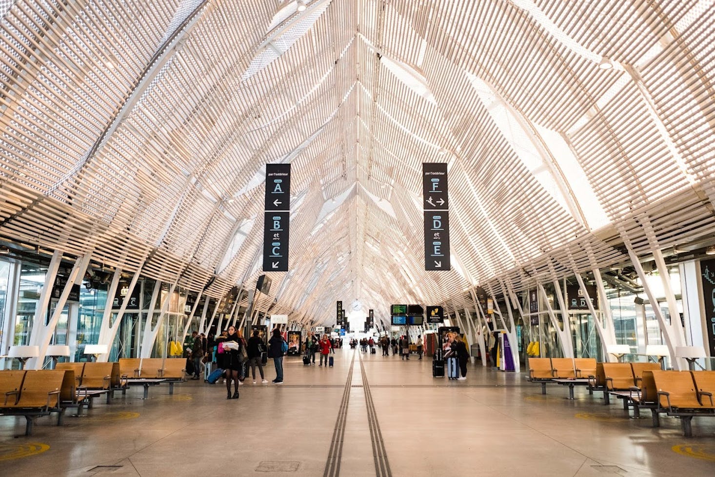 The interior of Montpellier Train Station with modern architectural design