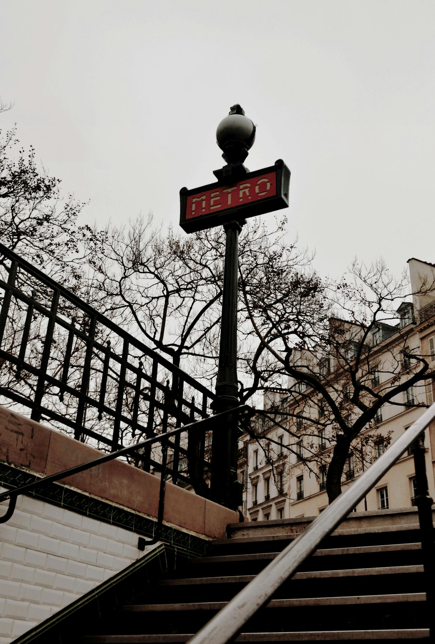 Stairs leading up from Paris Porte de Versailles Metro Station