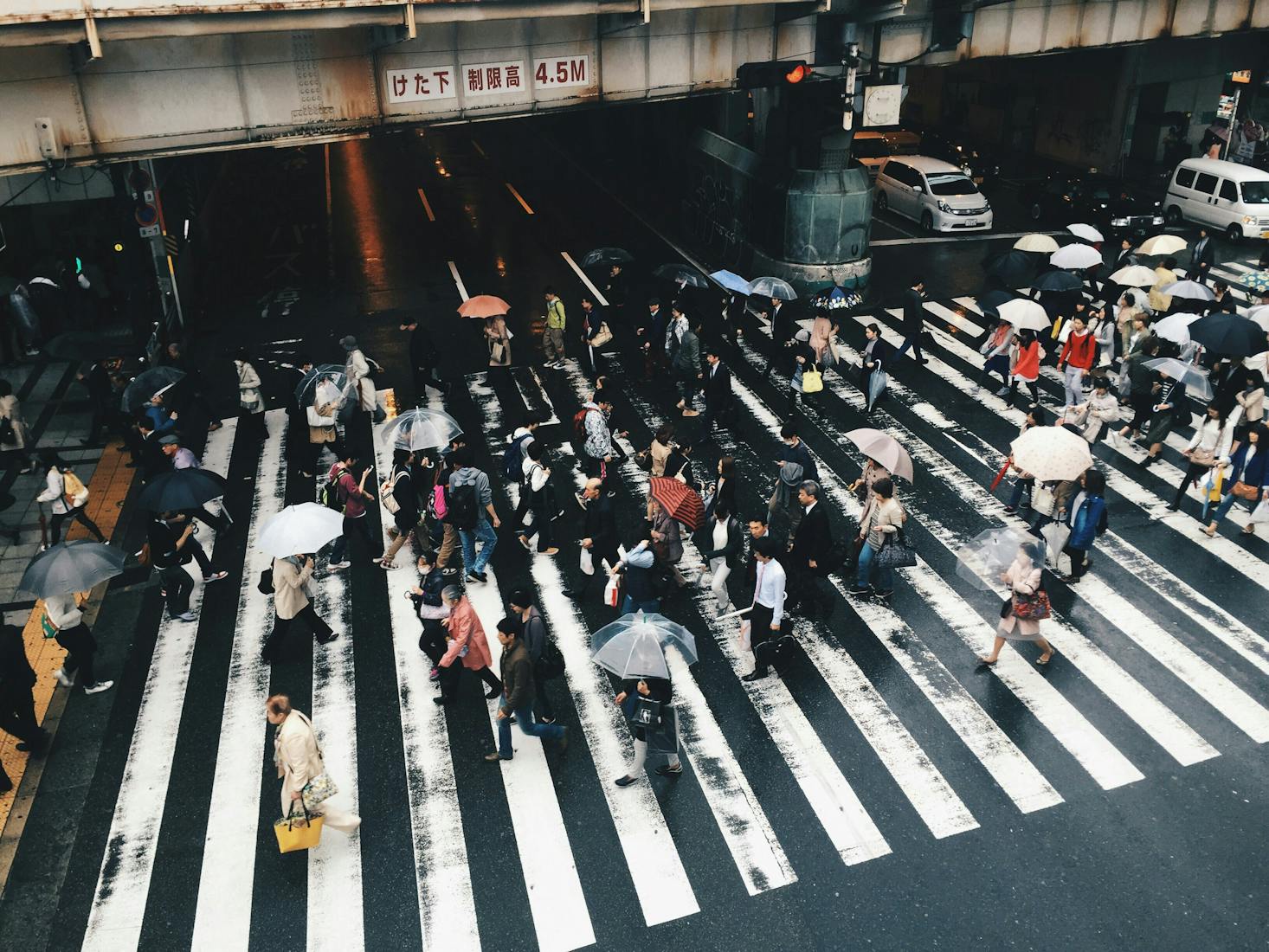 Crowd of people walking on the street near Umeda Station