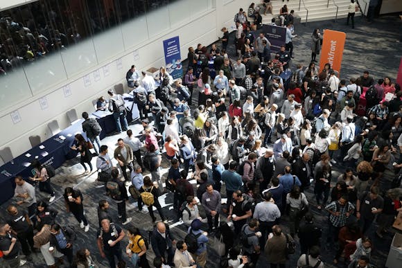 A busy crowd at a conference