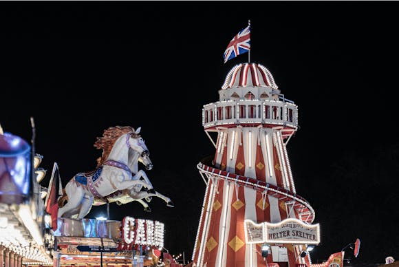 Night sky view of the Helter Skelter