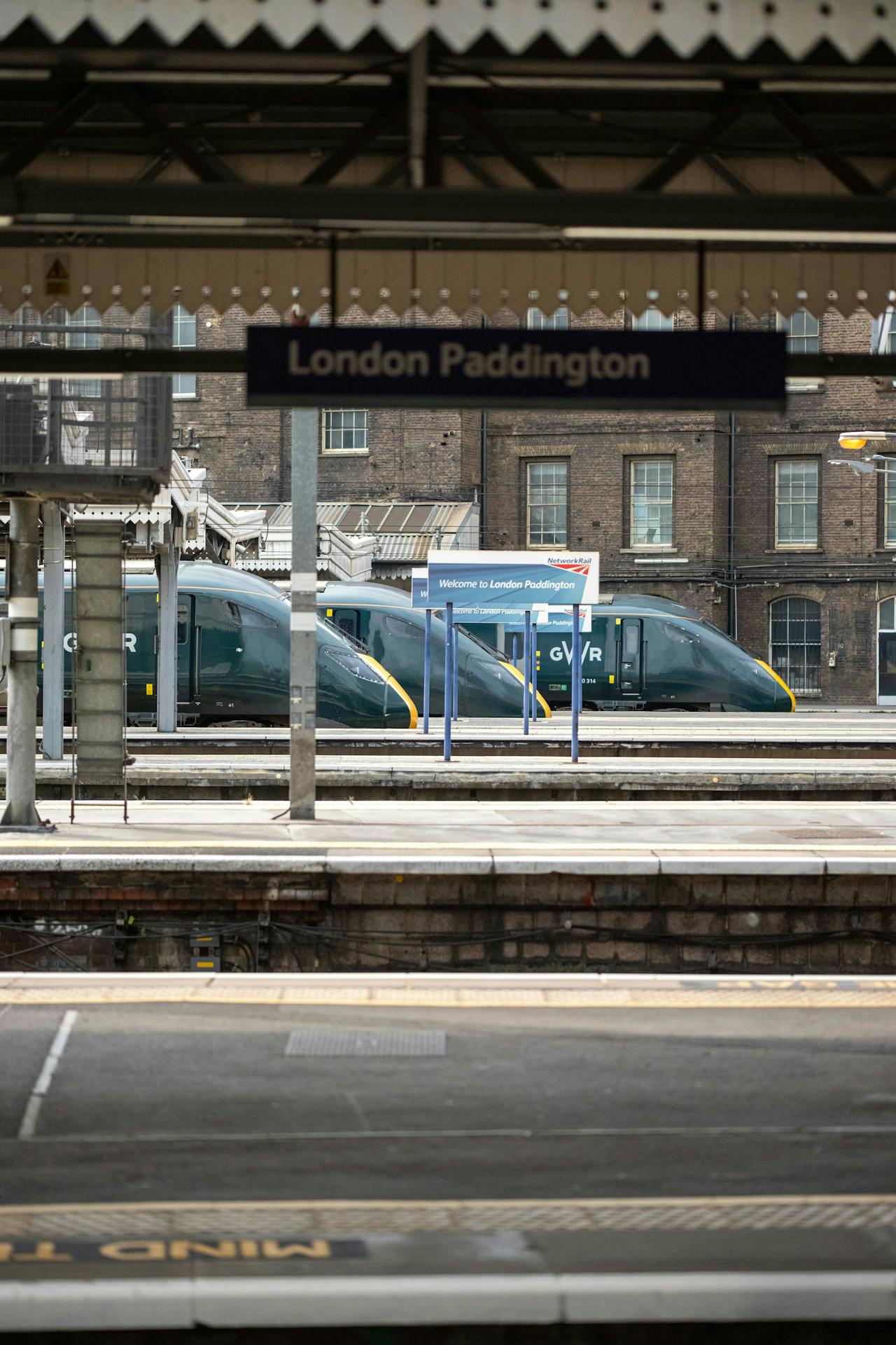 Train platforms at London Paddington Station