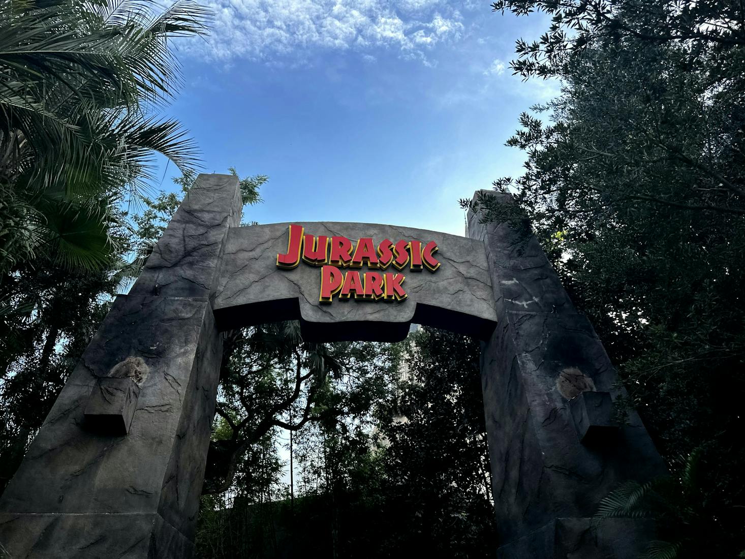 Stone sign for the Jurassic Park area at Universal Studios Florida