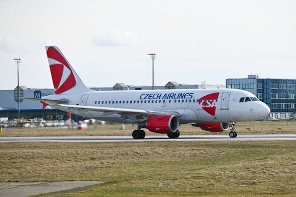 Czech Airlines plane on the runway at Václav Havel Airport in Prague