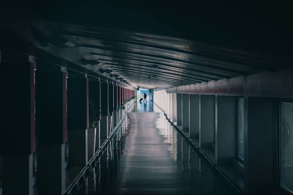 View of the dark corridor of Seoul Incheon Airport