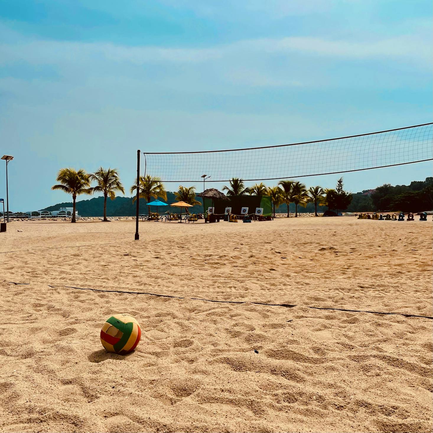 Beach volleyball court on the sand at Port Dickson Beqach near Kuala Lumpur