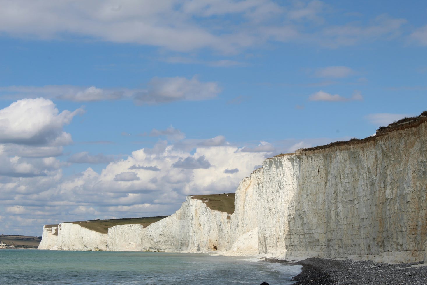 The striking white seaside cliffs at Birling Gap Beach near Brighton