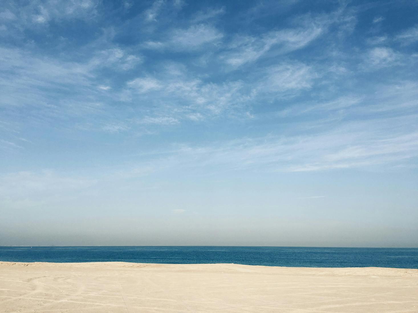 A deserted white sand beach in Dubai