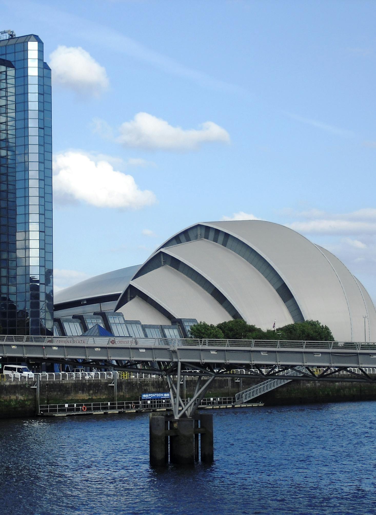 Buildings in Glasgow, Scotland overlooking the River Clyde