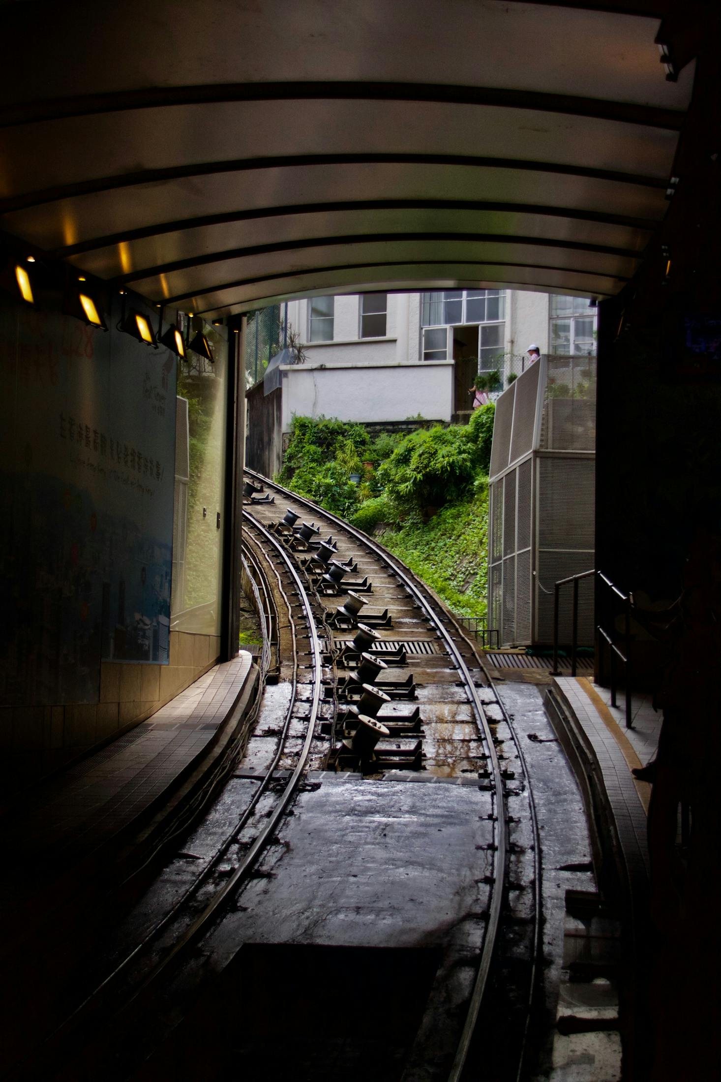 Train tracks in a tunnel at Shibuya Station in Tokyo