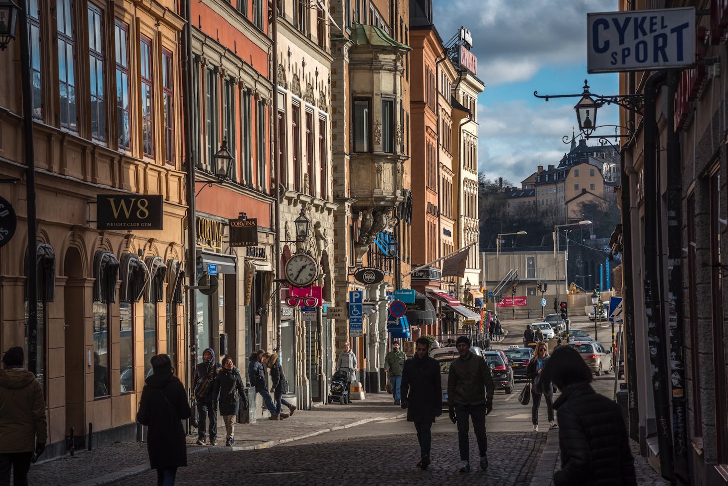 People shopping in Stockholm on the street in the daytime